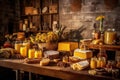 beeswax and honey products displayed on rustic table