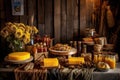 beeswax and honey products displayed on rustic table