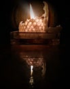 Electric Beeswax Honeycomb Candle Reflection