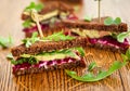 Beet,avocado and arugula sandwich Royalty Free Stock Photo