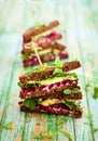 Beet,avocado and arugula sandwich Royalty Free Stock Photo