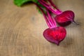 Beet, beetroot bunch on wooden background. Copy space. Royalty Free Stock Photo