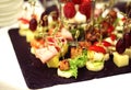 Beet Canapes with becon and olivas
