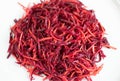 Beet and carrot salad. Beet and carrots are very useful root vegetables containing vitamins A, B, PP, C and a wide range of trace