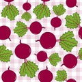 Beet Chard Seamless Pattern on Tablecloth Royalty Free Stock Photo