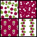 Beet or Chard Seamless Patterns Set Royalty Free Stock Photo