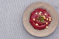 Beet hummus with chickpeas and chervil Royalty Free Stock Photo