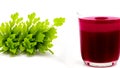 Beet juice for Polish Christmas Beetroot Broth on white background