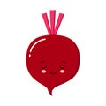 Beet kawaii icon. Red beetroot. Vegetable collection. Fresh farm healthy food. Smiling face. Cute cartoon character Royalty Free Stock Photo