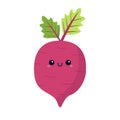 Beet, root, beetroot icon. Cute cartoon vegetable. Kawaii character with smiling face, eyes. Kids education. Vegetables collection