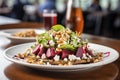 Beet salad roasted beets, goat cheese, walnuts, balsamic vinaigrette refreshing summer dish