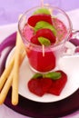 Beet soup with cream and grissini Royalty Free Stock Photo