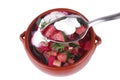 Beet soup and sour cream Royalty Free Stock Photo