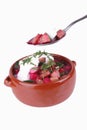 Beet soup and sour cream Royalty Free Stock Photo