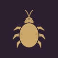 The beetle and bug icon. Acarid, insect, virus symbol. Flat