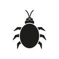 The beetle and bug icon. Acarid, insect, virus symbol. Flat