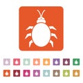 The beetle and bug icon. Acarid, insect, virus symbol. Flat