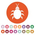 The beetle and bug icon. Acarid, insect, virus symbol. Flat