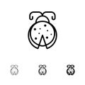 Beetle, Bug, Ladybird, Ladybug Bold and thin black line icon set Royalty Free Stock Photo