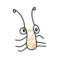 Beetle  cockroach in a deliberately childish style. Handmade line art. Imitation child drawing. Sketch  painting felt-tip pen or Royalty Free Stock Photo