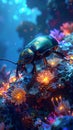 Beetle on colorful coral reef underwater Royalty Free Stock Photo