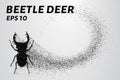 Beetle deer of the particles. Beetle deer consists of small circles. Vector illustration