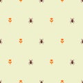 Beetle and flower pattern seamless. Insects and flowers background. Baby fabric texture