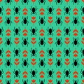 Beetle and flower pattern seamless. Insects and flowers background. Baby fabric texture