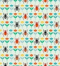 Beetle and flower pattern seamless. Insects and flowers background. Baby fabric texture