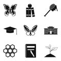 Beetle icons set, simple style