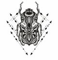 Decorative black and white style Beetle. Vector illustration