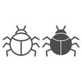 Beetle line and solid icon, Insects concept, bug sign on white background, round shaped beetle silhouette icon in