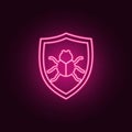 beetle in the shield icon. Elements of cyber security in neon style icons. Simple icon for websites, web design, mobile app, info Royalty Free Stock Photo