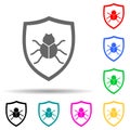 beetle in the shield multi color style icon. Simple glyph, flat vector of cyber security icons for ui and ux, website or mobile Royalty Free Stock Photo