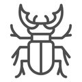 Beetle stag line icon, Bugs concept, Deer beetle sign on white background, Stag-beetle icon in outline style for mobile Royalty Free Stock Photo