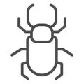 Beetle stag line icon, Insects concept, stag-beetle sign on white background, large beetle with branched jaws icon in