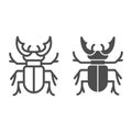 Beetle stag line and solid icon, Bugs concept, Deer beetle sign on white background, Stag-beetle icon in outline style Royalty Free Stock Photo