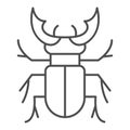 Beetle stag thin line icon, Bugs concept, Deer beetle sign on white background, Stag-beetle icon in outline style for