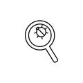 beetle under a magnifying glass icon. Element of cyber security icon for mobile concept and web apps. Thin line beetle under a