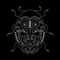 Beetle white linear illustration on black background. Botanical collection