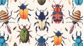 Beetles and bugs, endless fauna pattern for textile and fabric. Repeating print and texture for summer wrapping