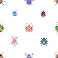 Beetles and bugs, seamless pattern. Insects, endless background design. Summer nature, repeating print for textile Royalty Free Stock Photo