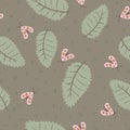 Beetles and leaves seamless vector pattern Royalty Free Stock Photo