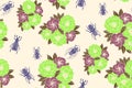 Beetles pattern repeats seamless in color for any design. Vector geometric