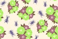 Beetles pattern repeats seamless in color for any design. Vector geometric