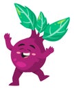 Beetroot beets illustration of dancing vegetable cheerfull caricature healthy joy fun character