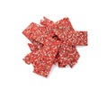 Beetroot crackers, thin rusk beet root bread, red diet multigrain crispbread, various seeds Royalty Free Stock Photo