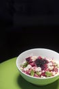 Beetroot cream and spring onion salad Royalty Free Stock Photo