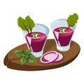 Beetroot gazpacho. Vector illustration on a white background.