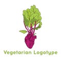 Beetroot heart vegetable logo icon template design. Purple beet icon logo. Fresh vegetarian concept. Health vegetarian logo